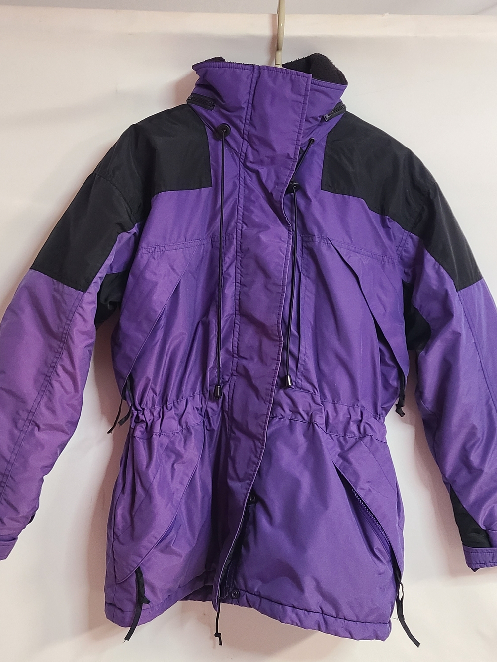 SJB Sport Vintage Purple Black Colorblock Winter Snow Ski Jacket Petite Small